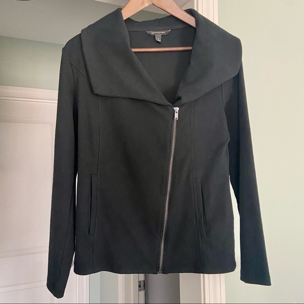 Banana Republic knit moto jacket asymmetrical zip with pockets